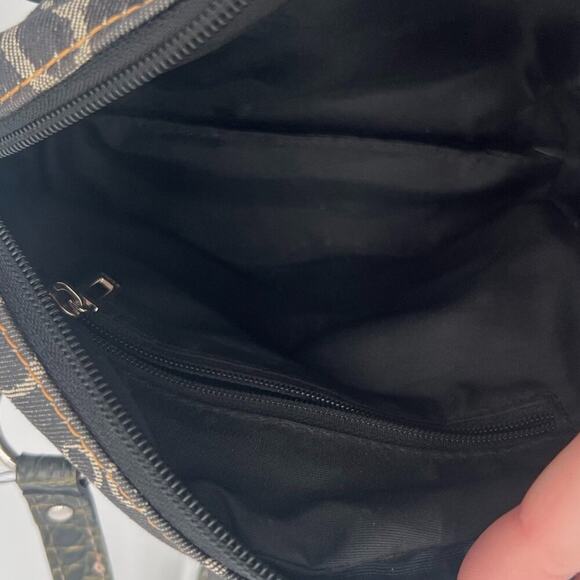 Guess Y2K Vintage Mini Micro Shoulder Monogram Denim Flap Purse Bag Black Gray - Picture 7 of 8